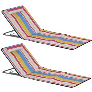 Esteira de praia 124x53x37-50cm aço, tecido oxford e espuma pebd multicolor