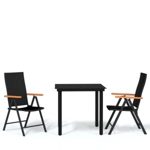 vidaXL juego de comedor de jardín 3 piezas negro