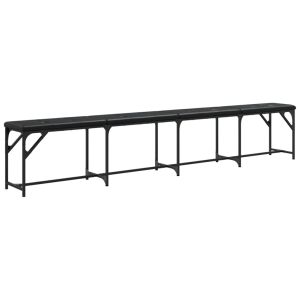 vidaXL banco de comedor acero y cuero sintético negro 248x32x45 cm