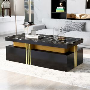 Mesa de centro com 2 gavetas preto 40x100x50cm