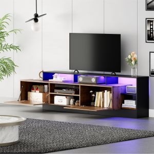 Móvel de tv com LED em carvalho e preto 48,5x190x40cm