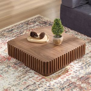 Mesa de centro quadrada nogal 35x80x80cm