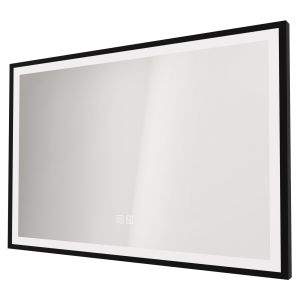 Espelho iluminado selena - moldura em alumínio preto - 90 x 60 cm