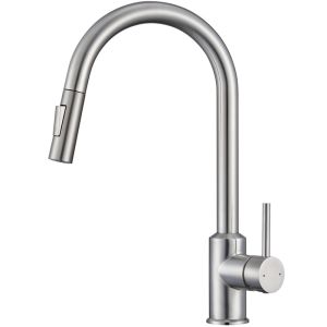 Torneira de cozinha em aço inox escovado - ducha de 40 cm