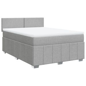 vidaXL cama box spring con colchón tela gris claro 140x190 cm
