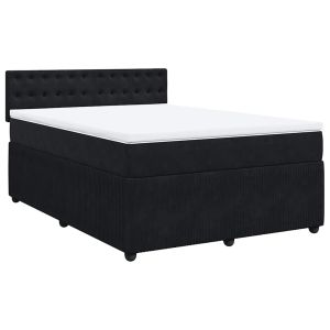 vidaXL cama box spring con colchón terciopelo negro 140x190 cm