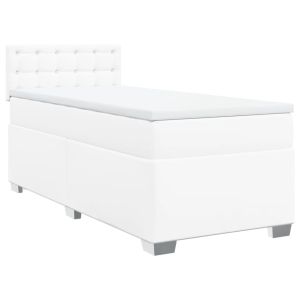 vidaXL cama box spring con colchón cuero sintético blanco 90x190 cm