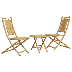 vidaXL juego de mesa y sillas de jardín 3 piezas bambú