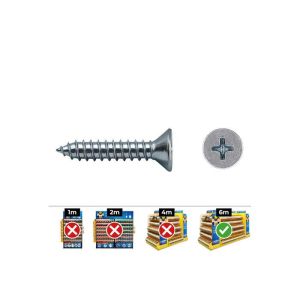 Parafuso escareado para folhas. Philips din 7982 5,5x38 zinco. Caixa 250 un
