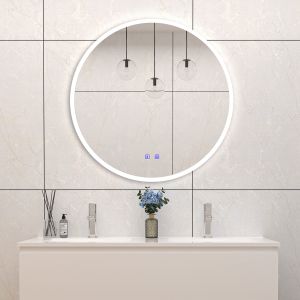 Espelho de casa de banho redondo led 70cm + bluetooth + anti-embaciamento