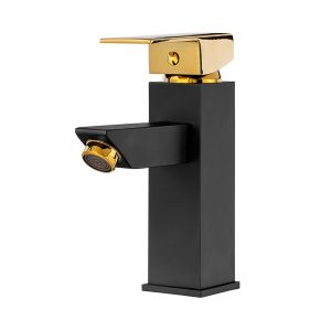 Torneira de lavatório retro, preto/dourado