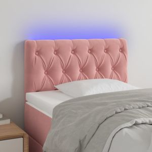 Cabeceira de cama c/ luzes LED veludo 80x7x78/88 cm rosa