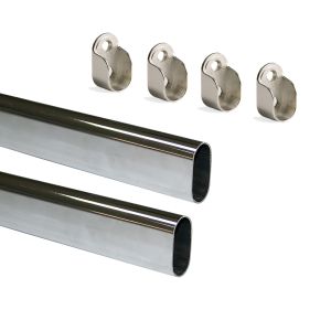 Emuca lote de 2 calhas de armário ovais 30x15mm comprimento 0.95m com
