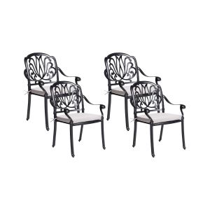 Conjunto de 4 cadeiras de jardim com almofadas ancona metal preto