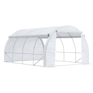 Estufa tipo túnel 4x3x2m pe e aço galvanizado color blanco Outsunny