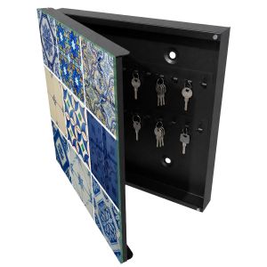 Caixa para chaves decorativa 30x30x5 azulejos, abertura à esquerda