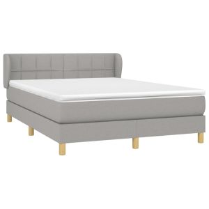vidaXL cama box spring con colchón tela gris claro 140x190 cm