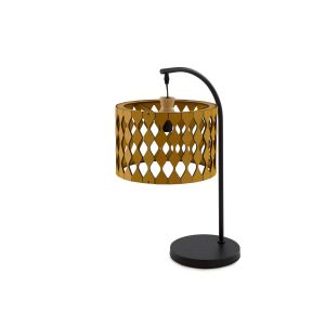 Abajur de mesa em madeira compensada cor mel com preto, 29x29x61cm