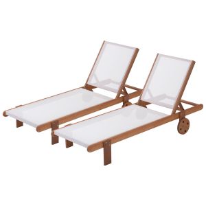 Espreguiçadeira de madeira  "saïgon" - maple - cru - lote de 2