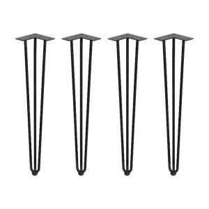 Emuca lote de 4 patas hairpin de 3 varões para mesa, altura 710mm, aço,
