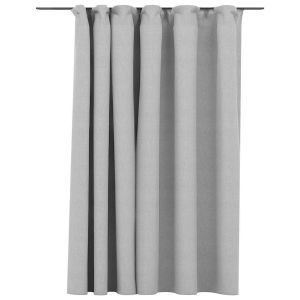 Cortinas opacas aspeto linho com ganchos 290x245 cm cinzento