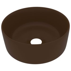 Lavatório luxuoso redondo 40x15cm cerâmica castanho-escuro mate