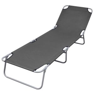 Vidaxl tumbona plegable con respaldo ajustable gris