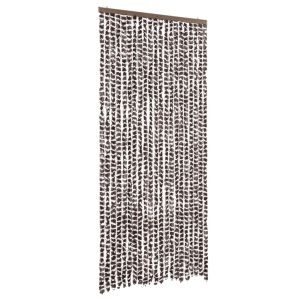Cortina anti-insetos 90x220 cm chenille castanho e branco