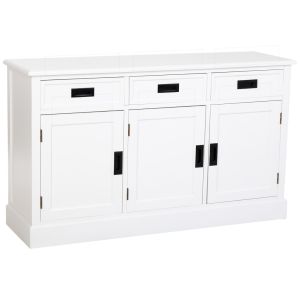 Aparador madeira branco com 3 portas e 3 gavetas 135x40x80.5h cm