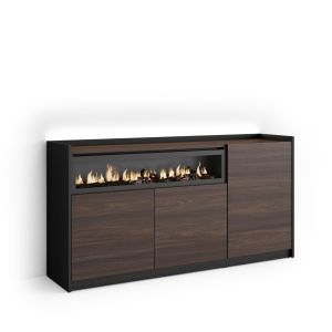 Aparador sala de jantar, 156x37x80cm, lareira eléctrica, LED rf4920