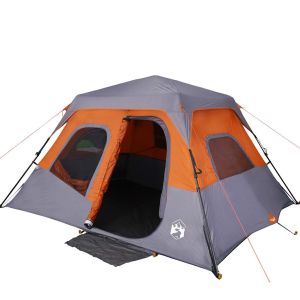 Tenda familiar 6 p. Libertação rápida impermeável cinza/laranja