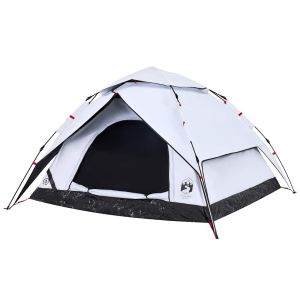 Tenda campismo cúpula 5 pessoas opaca libertação rápida branco