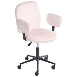 Cadeira home office moraga veludo rosa pastel