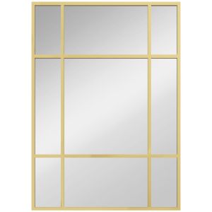 Espelho de parede 70x2x50 cm vidro, metal color amarillo Homcom