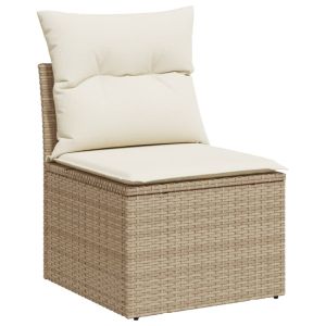 vidaXL silla de jardín sin reposabrazos con cojines ratán pe beige