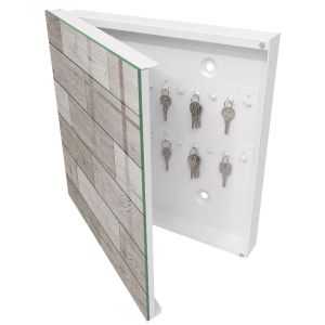 Caixa para chaves de vidro 30x30x5, abertura à esquerda branca