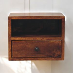 Artisan furniture mesa flutuante solis, 1 gaveta e nicho, castanho