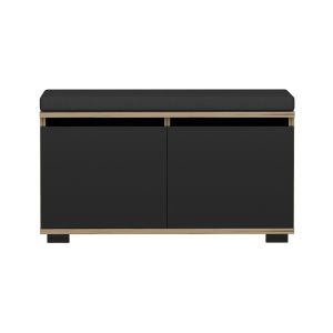 Sapateira brande estofada aglomerado 42x80x35cm carvalho / preto  [en.casa]