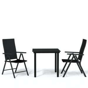 vidaXL juego de comedor de jardín 3 piezas negro
