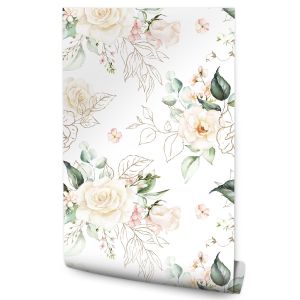 Papel de parede roses folhas plantas natureza para a sala de estar