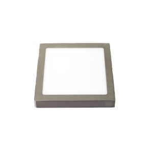 Downlight LED 18w luz tom frio 6000k, superfície quadrada. Cor aço
