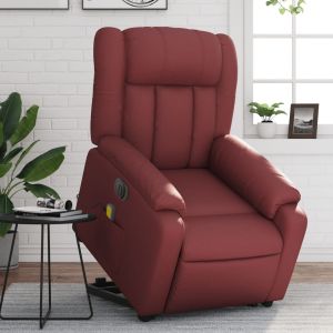 Poltrona reclin. Elevatória elétrica couro artif vermelho-tinto ewg5471