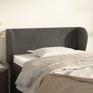 Cabeceira de cama c/ abas veludo 83x23x78/88 cm cinzento-escuro ptob5617