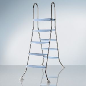 Escalera inox 2x4 peldaños + plataforma para piscina elevada 1,42m