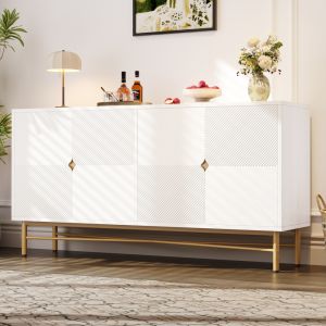 Aparador branco 4 portas texturadas 82x160x40cm