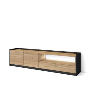 Móvel de tv, 207x37x50cm, carvalho e preto, LED rf4849