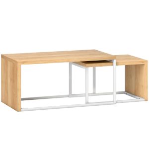 Conjunto de 2 mesas de centro 90x48x42 cm mdf e metal color marrón Homcom