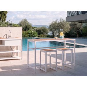 Conjunto de bar de jardim 2 lugares avetrana metal castanho/branco