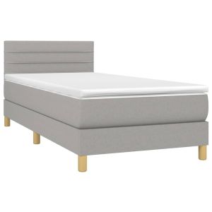 vidaXL cama box spring con colchón tela gris claro 90x200 cm