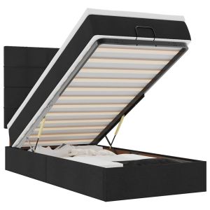 vidaXL estructura de cama otomana colchón tela negro 100x200cm